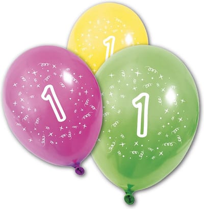 HOBI - 8 verjaardagsballonnen 1 jaar