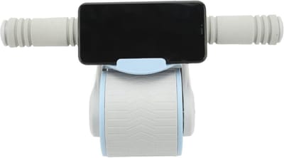 Buikspierwiel - Fitnessroller - Krachtraining - Dubbele Ronde Wielen - 14 cm Wielbasis - Blauw grijs