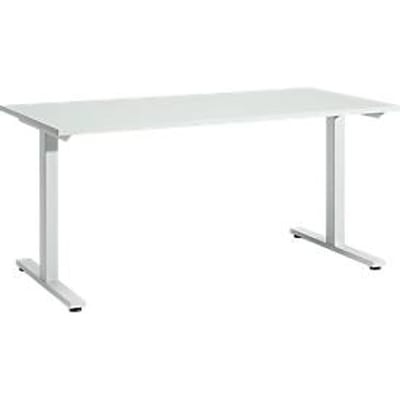 Schäfer Shop  Select Start Off bureautafel, T-poot, rechthoekig, staal/hout, B 1600 x D 800 x H 735 mm, lichtgrijs