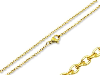 Amanto Ketting Gerka - 316L Staal Gold Plating - Anker - 2mm - 45cm