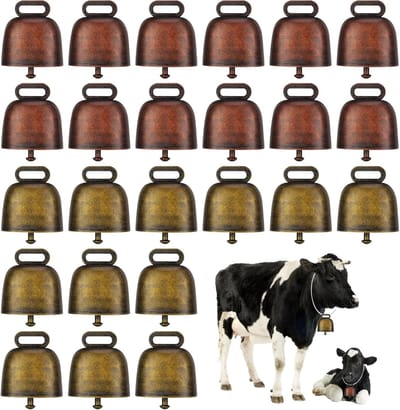 Koeibel Set - Geitenbel Dierbel - Dieren Traceren Knutselen - Zeer Luid Koper - 35x25x35 mm - Roodbrons Brons