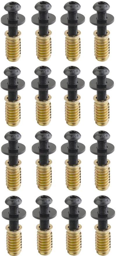 SOTECH schroevenset 16 stuks M8 x 30 mm met schroefdraadbussen / inschroefbussen M8 x 24 mm en borgringen voor onderstellen, tafelpoten en nog veel meer