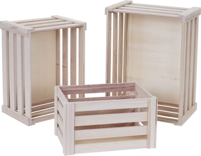 Set van 3 Decoratieve Houten Kisten - Shabby Look, Vintage Stijl, Natuurlijke Kleuren, Opbergkisten, Voor Wijn, Fruit en Decoratie