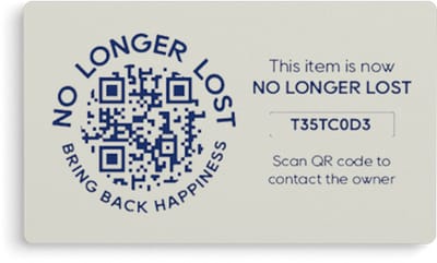 NoLongerLost - Stickers (x2) - Slimme Sticker klein rechthoek (4.5 cm x 2.5 cm)- Off white - Unieke QR code - Tracking