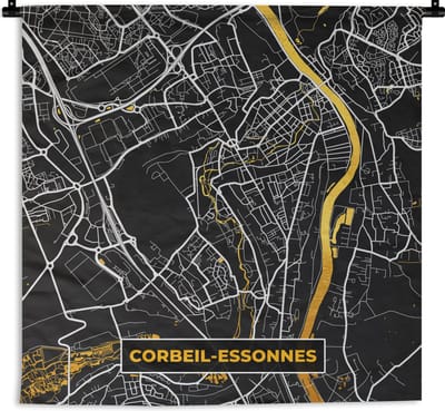 Wandkleed - Wanddoek - Frankrijk – Corbeil-Essonnes– Stadskaart – Plattegrond – Kaart - 180x180 cm - Wandtapijt