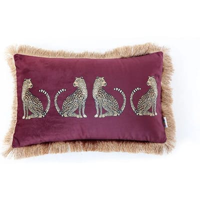 Housse de Coussin Décorative Style Luxe Américain Léopard Or Gland Bohème pour Lit Salon Canapé Housses de Coussin Pillow Case beige