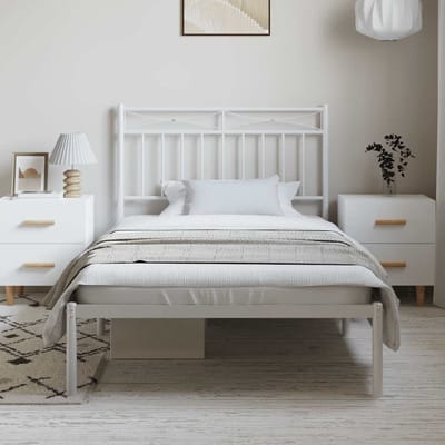 vidaXL - Bedframe - met - hoofdbord - metaal - wit - 100x200 - cm