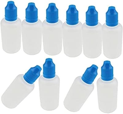 Lege plastic oogdruppelflesjes van 30ml met blauwe dop - Verpakking van 10 stuks, ideaal voor vloeistoffen en druppels