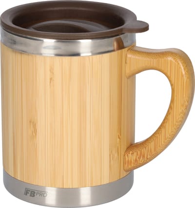 Bamboe thermosbeker - Koffiebeker - Drinkbeker met afsluitbare bovenkant - Travel mug voor koffie, thee en meer - Koffiemok met bamboo look - 300ml