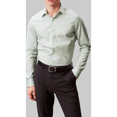 Calvin Klein Slim Perf Solid Shirt Sage Taglia: 38 | Camicie Business Outlet | Uomo | Verde