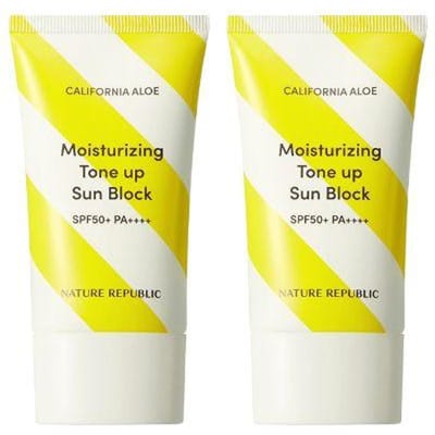 Nature Republic Californische Aloë Hydraterende Tone-Up Zonnebrandcrème SPF50+ PA++++ (57ml x 2 Pakken)