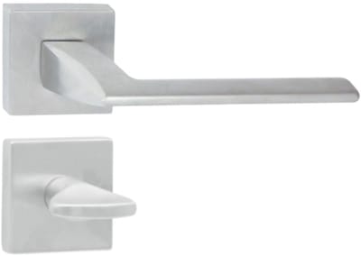 Domino® Deurkrukgarnituur ELIZA QR M4 WC - Satijn Chroom - WC met Vierkant Rozette - Deurbeslag van aluminium - Deurklink voor badkamer, badkamerdeuren, kelderdeur en binnendeur