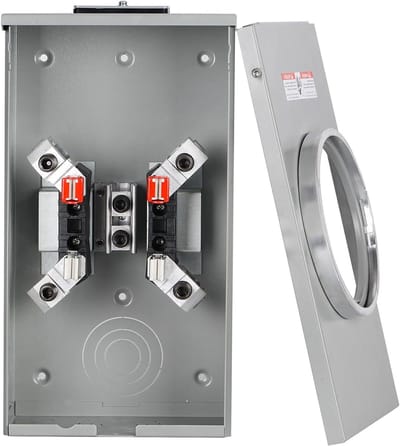 Meter Socket - Stroom Aansluiting - Elektrische Installatie - Ringless Overhead Ondergrondse - 200 Ampère 600 Volt - Grijs