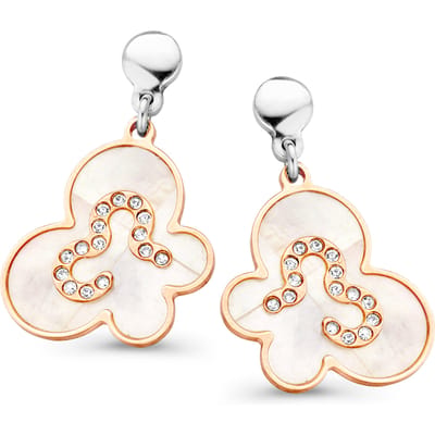 Orphelia 'Luna' Dames 925 Sterling Zilveren Hangende Oorbellen - Zilver/Roze ZO-7166