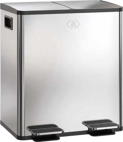 Homcom Prullenbak-Roestvrij staal, kunststof-45,8L x 36B x 51,6H cm-Zilver