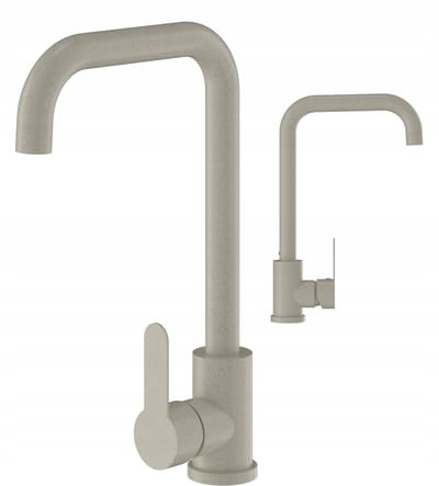 Beige Keukenmengkraan met Hoge, Ronde Uitloop - RVS