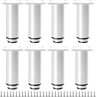 Pack of 8 Furniture Legs Height Adjustable White 180mm-300mm Cabinet Legs Height Adjustable Feet Furniture Legs - ShopVlot
