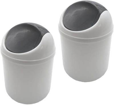 Tafelafvalemmers met deksel - Mini prullenbak - Afval opruimen - Set van twee stuks - 15 liter - Wit