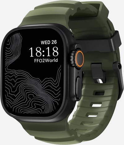 Stravo TrailFit Zacht Siliconen Bandje – Geschikt voor Apple Watch 46mm (Series 11/10), 45mm (Series 9/8/7), 44mm (Series 6/5/4, SE 3/2/1), 49mm (Ultra 3/2/1) – Robuust Outdoor Horlogebandje – Groen