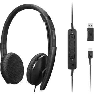 Lenovo 4XD1M45626 hoofdtelefoon/headset Bedraad Hoofdband USB Type-C Zwart