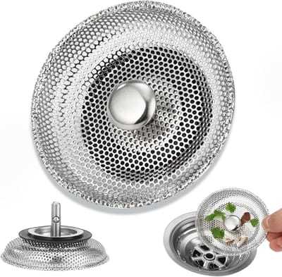 RVS Afvoerfilter voor Keuken en Badkamer, Voorkomt Verstoppingen en Slechte Geuren, 8 cm Diameter