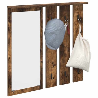 vidaXL - Wandgemonteerde - kapstok - Muurmontage - Gerookt - eiken - Bewerkt - hout