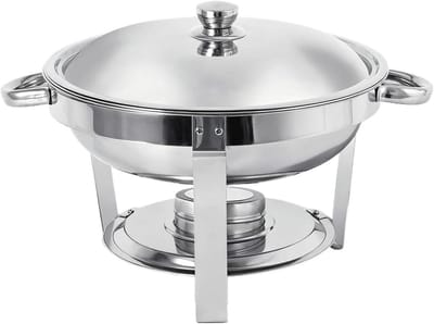 Voedselverwarmer Set - Buffet Warm Houden - Feesten Organiseren - Royale Capaciteit - 5 Liter - Zilverkleurig