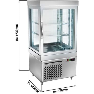 GGM Gastro Panoramavitrine - 230 Liter - 670mm - 2 Ablagen - Silber Zilver