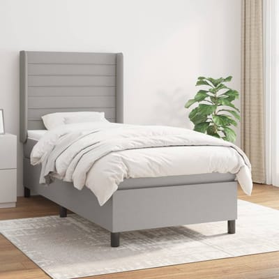 vidaXL - Boxspring - met - matras - stof - lichtgrijs - 80x200 - cm