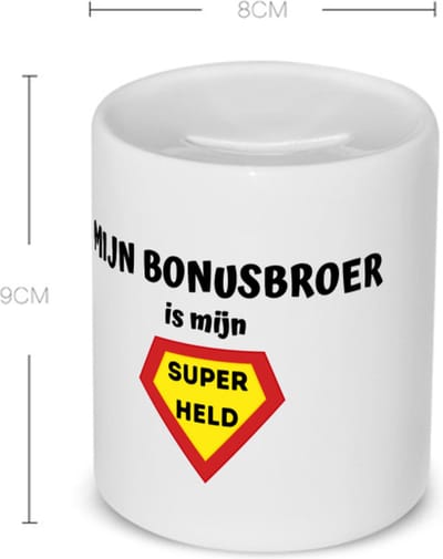 Akyol - mijn bonusbroer is mijn superheld Spaarpot - Broer - super bonusbroer - verjaardag - cadeautje voor broer - broer artikelen - kado - geschenk - 350 ML inhoud