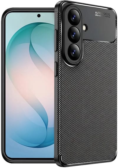 Techsuit Carbon Fiber Silicone Back Cover Hoesje geschikt voor Samsung Galaxy S26 Plus - Zwart