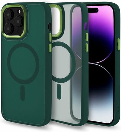 Magmat Hoesje Geschikt voor Apple iPhone 15 Pro Max - Groen - Matte Armor Back Cover - Geschikt voor MagSafe