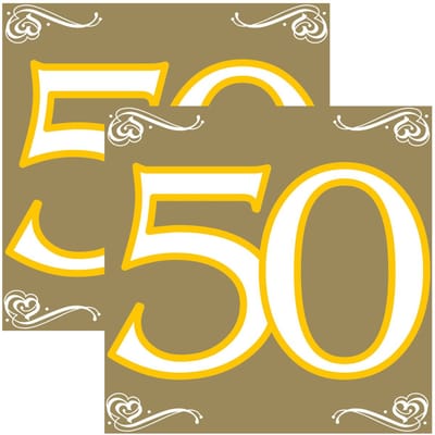 Folat 50 jaar feest tafel servetten - 20x stuks - verjaardag/jubileum - 33 x 33 cm - versiering