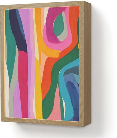 Wandlamp 30x40 cm - Oplaadbaar - Abstract - Kleurrijk - Golven - Lijnen - Wandlampen binnen woonkamer - Slaapkamer lamp - Decoratieve nachtlamp - Vloerlamp draadloos