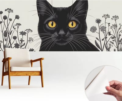 Wallfluent Zelfklevend Behang - Kattenbloemen Zelfklevend fotobehang - 250x104 cm - Wit Zelfklevend Behang - Herpositioneerbaar - Voor de woonkamer, slaapkamer en kantoor Zelfklevend Behang