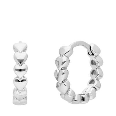 Lucardi Dames Zilveren oorringen met hartjes rhodiumplated - Oorbellen - 925 Zilver - Zilverkleurig