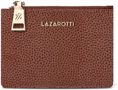 Lazarotti kaarthouder Bologna Leather Zip Etui 4 Card Slots Brown bruine