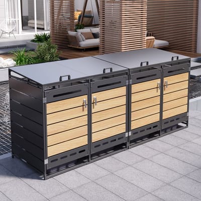 Kliko Ombouw Set 4 - Met Hydraulisch Deksel - Ventilatie Openingen - Metaal - Houtlook