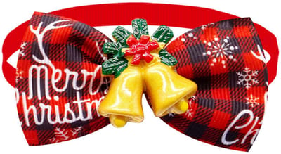 Kerst Halsbandje met Strik - Kleine Honden en Katten - Hond & Kat - 22 tot 37 CM - Winter Halsband - Strik & Klokken - Hondenkleding