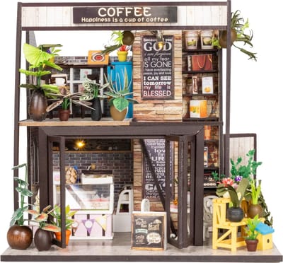 Miniatuur Bouwpakket M Volwassenen - Hout - DIY Poppenhuis - Knutselen Meisjes - Koffiehuis - Crafts&Co