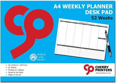 Weekplanner Bureauonderlegger A4 met 52 Vellen en Zwaar Papier (120 g/m²)