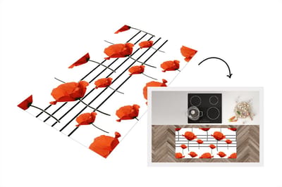 Keukenloper - Loper keuken - Muziek - Notenbalk - Klaproos - 120x60 cm - Keukenloper vinyl