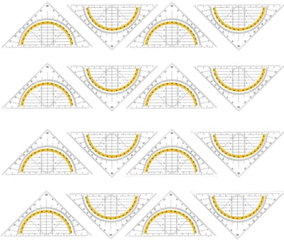 16 stuks geometrische driehoek liniaal set, 15,7 cm geodriehoek geodriehoek van kunststof tekendriehoek, hoekmeter set plastic geometrische driehoek, geschikt voor studenten, kantoor, ontwerper