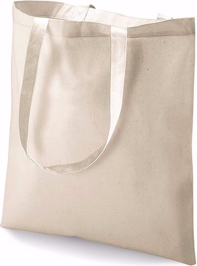 Draagtasje met hengsels - 6x - naturel - 42x38 cm - katoen - 10 liter - boodschappen - gymtas - voor kinderen en volwassenen