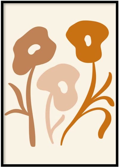 Poster Abstract flowers - 50x70 cm - Abstracte Poster - WALLLL - Exclusief lijst - Professioneel fotopapier