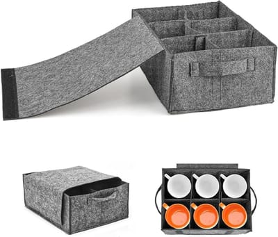 Felt Board Houder voor 8 Borden en 6 Bekers, Ideaal voor Kamperen, Keuken, en Reizen met Tafelgerei en Accessoires