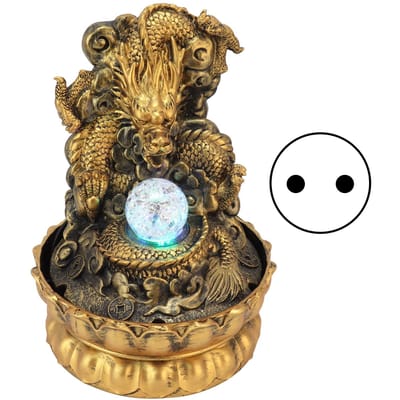 Statue de Dragon en Résine LED Fontaine d'Eau de Bureau Décoration de Bureau Maison Bureau Artisanat Cadeaux Prise UE 220V