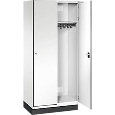 C+P Cambio locker, 2 vakken, met plint, B 800 x D 525 x H 1980 mm, verkeerswit/wit