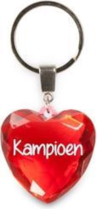 sleutelhanger - Kampioen - diamant hartvormig rood