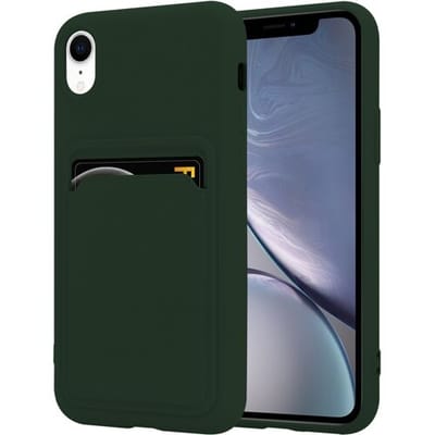 ShieldCase telefoonhoesje geschikt voor Apple iPhone Xr siliconen hoesje met pasjeshouder - donkergroen - Hoesje met pasjeshouder - Shockproof - Pasjes case - Backcover Beschermhoesje Siliconen